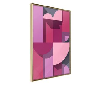 Plakat Artgeist - Pink Geometry - Zlat okvir - 20 x 30 cm