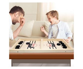 Joc Pucket Game, Hokey Slide, Foosball, din lemn, 55,5 x 28,5 cm
