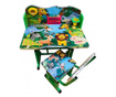 Birou cu scaun pentru copii, reglabile, cadru metalic si lemn, verde, Jungla B6 - Krista