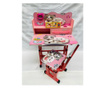Birou mare cu scaun pentru copii, reglabile, cadru metalic si lemn, roz, Pisicutele B12 - Krista®