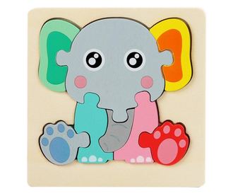 Puzzle 3D mini pastel, 12 modele, din lemn