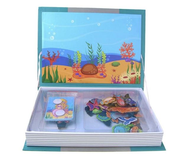 Carte cu 14 Puzzle Magnetic Magia Creaturilor Marine, 61 piese