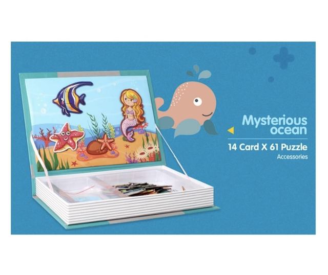 Carte cu 14 Puzzle Magnetic Magia Creaturilor Marine, 61 piese