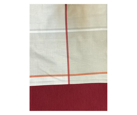Покривка каре в пастелни цветове с червен бордюр 100% памук - 160х180 см