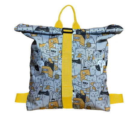 Rucsac Handmade Backpack pentru Copii, Multitudine de Pisici, Multicolor, 45x37 cm