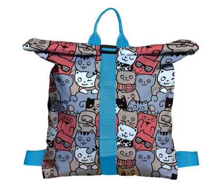 Rucsac handmade backpack pentru copii, pisici la moda, multicolor, 45x37 cm Mulewear Kids Cat Bags 2029
