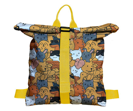 Rucsac Handmade Backpack pentru Copii, Ferma Animalelor cu Pisici, Caini, Iepuri, Arici, Broaste Testoase, Pasari si Plante, Mul