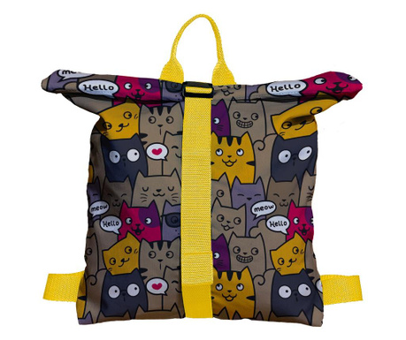 Rucsac Handmade Backpack pentru Copii, Pisici Vorbarete, Multicolor, 45x37 cm