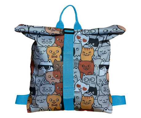 Rucsac handmade backpack pentru copii, pisici la spectacol, multicolor, 45x37 cm Mulewear Kids Cat Bags 2042