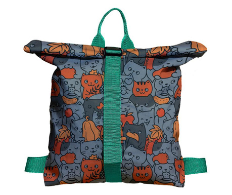 Rucsac Handmade Backpack pentru Copii, Pisici cu Fructe, Multicolor, 45x37 cm