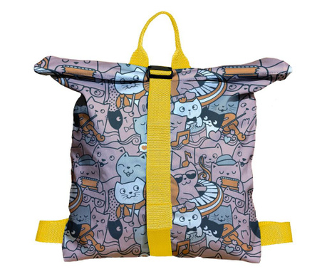 Rucsac Handmade Backpack pentru Copii, Si Pisicile adora Muzica, Multicolor, 45x37 cm