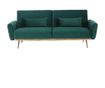 Sofa na razvlačenje s presvlakom od zelenog baršuna i zlatnim metalnim nogama Fasta 211x83x85 cm