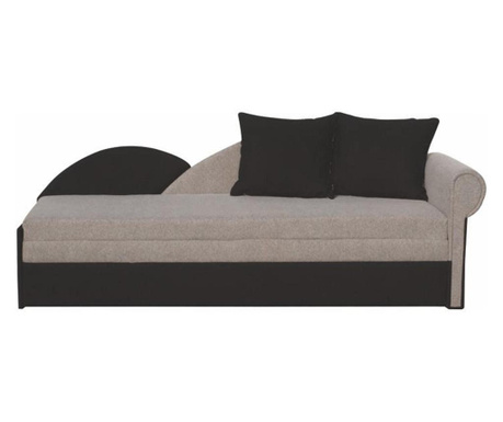 Kihúzható kanapé szürke fekete textil kárpittal jobb modell Diane 197x78x75 cm