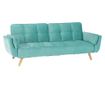Sofa na razvlačenje u mint zelenom baršunu i nogama od prirodnog hrasta Filema 210x92x82 cm