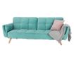 Sofa na razvlačenje u mint zelenom baršunu i nogama od prirodnog hrasta Filema 210x92x82 cm