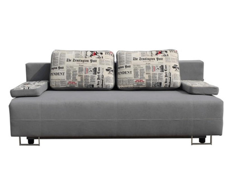 Kauč na razvlačenje s prostorom za odlaganje Elize siva tekstilna presvlaka 196x87x75 cm