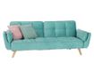 Sofa na razvlačenje u mint zelenom baršunu i nogama od prirodnog hrasta Filema 210x92x82 cm