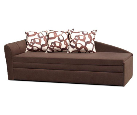 Kihúzható kanapé barna textil kárpitozással bal modell LAOS 197x75x78 cm