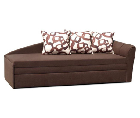 Kihúzható kanapé barna textil kárpitozással jobb modell LAOS 197x75x78 cm