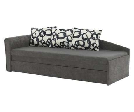 Kihúzható kanapé szürke kárpitozással bal modell Emu 197x75x78 cm
