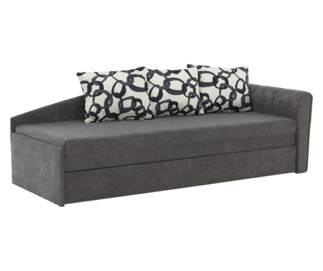 Kihúzható kanapé szürke textil kárpitozással modell jobb oldali Emu 197x75x78 cm