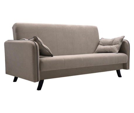 Kihúzható kanapé Primo bézs fekete textil kárpittal 206x107x100 cm
