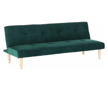 Kihúzható kanapé zöld bársony kárpitozással és natúr tölgy lábakkal Alida 178x68x66 cm