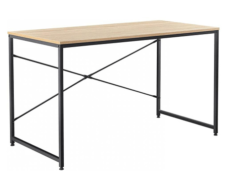 Pisalna miza iz naravnega hrastovega mdf in črnih kovinskih nog Mellora 150x60x72 cm