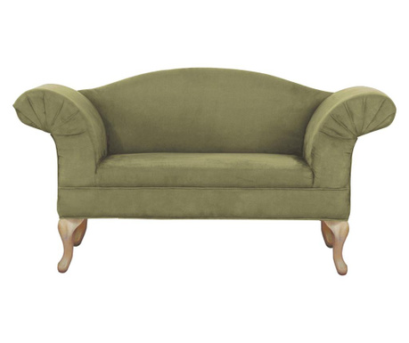 Kavč z zelenim tekstilnim oblazinjenjem in hrastovimi nogami Fabricio 122x51x71,5 cm