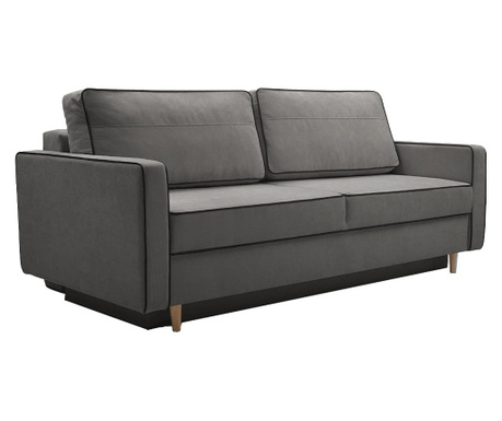 Kihúzható kanapé szürke textil kárpitozással Bernia 213x100x94 cm