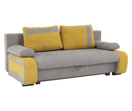 Kihúzható kanapé szürke textil kárpitozással Sárgabarna Bolívia 200x105x88 cm