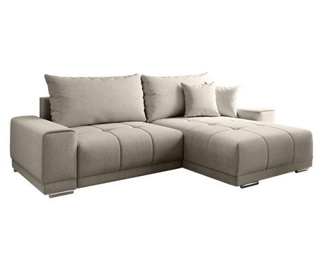 Kihúzható kanapé bézs textil kárpitozással Kevan 261x178x98 cm
