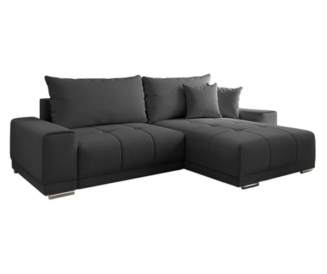 Kihúzható kanapé sötétszürke textil kárpittal Kevan 261x178x98 cm