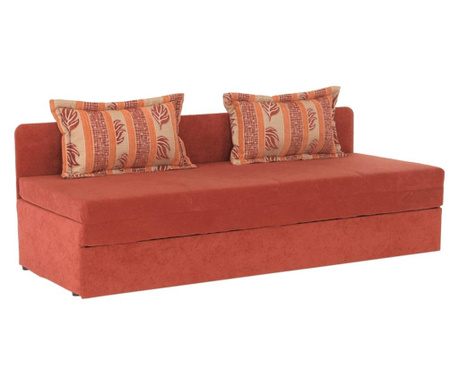 Kihúzható kanapé tárolóhellyel téglabarna textil kárpitozás SARA 193x74x70 cm