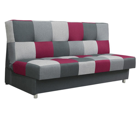 Sofa na razvlačenje s tekstilnom presvlakom Alabama grey bordo 195x90x90 cm