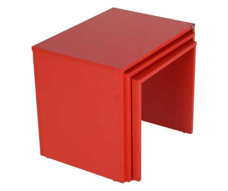 Set 3 Masute Cafea Zigon Adore, 55x 47x40 Cm - Rosu
