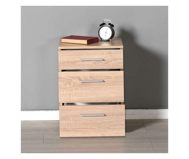 Noptiera Adore Trendline, 3 sertare, 40 x 57 x 39 cm - Bej