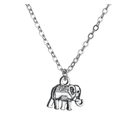 Colier elefant trompa in sus, talisman dragoste si succes in cariera, lantisor argintiu