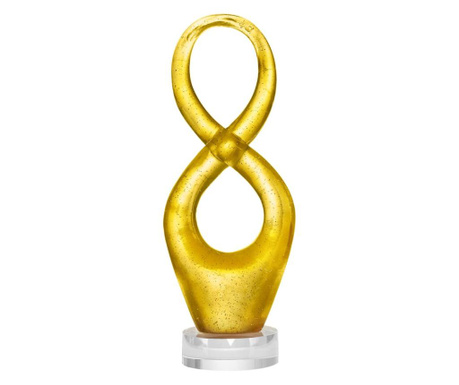 Cifra 8 staueta, simbol infinit norocos si amuleta de prosperitate, cristal liuli galben cu insertii, galben auriu 22 cm