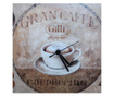 Ceas antichizat de perete,  Gran cafe / Cappuccino, suport de lemn, rama wenge, stil Vintage, 31 cm