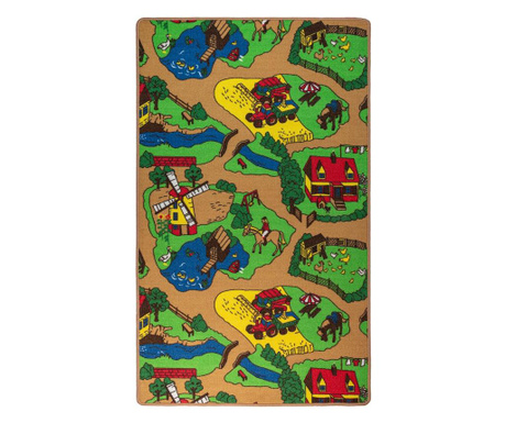 Детски килим Playcarpet Farm, Многоцветен, 95х200см
