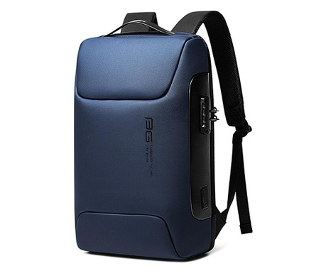 Rucsac laptop 15.6", smart casual, impermeabil cu sistem antifurt, port de incarcare USB, BANGE, 49X33X17 cm, Albastru