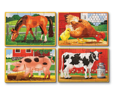 Set 4 puzzle lemn in cutie Animale domestice Melissa and Doug