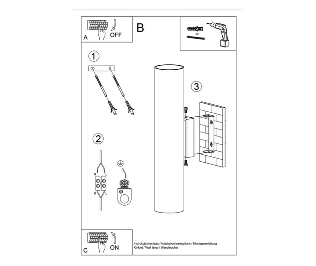 Aplica de perete Nice Lamps, Castro White, otel, alb, 8x6x30 cm