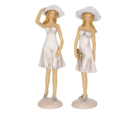Figurina femeie, alb/gri, 8x6x25 cm