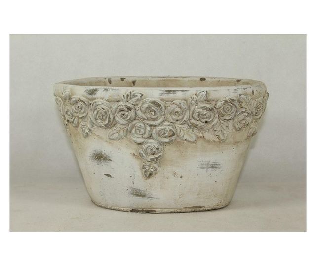 Ghiveci piatra, crem antichizat, 13x23x15 cm