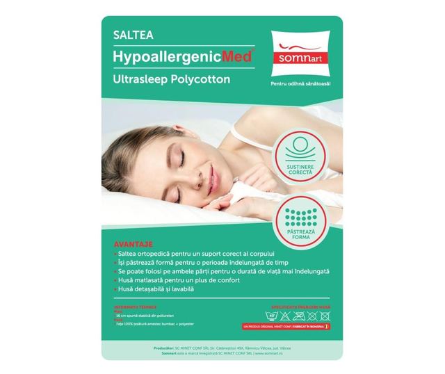HypoallergenicMed PolyCotton 160x200 poliuretán habszivacs matrac, hipoallergén, mosható és levehető cipzáras huzat, közepes szi