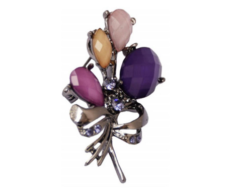 Brosa dama eleganta, model cu pietre colorate, Colorful bouquet