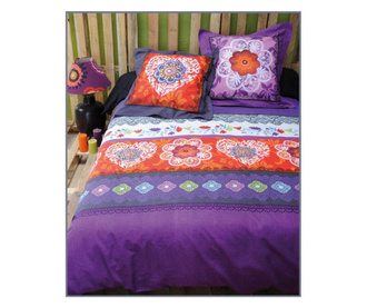 Спален комплект STOF GITANO 100% памук. Кувертюра в преобладаващо лилаво и оранжево 260х240 см + 2 възглавници 63х63 см