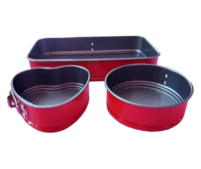 Set 3 Tavi mini pentru prajituri, Dreptunghiular, rotund, inima,156COF ...